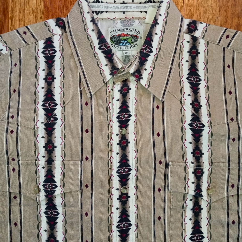 Cumberland Outfitters Pearl Snap Western Aztec